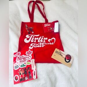 Red Tirtir Tote Bag with Accessories and beauty samples